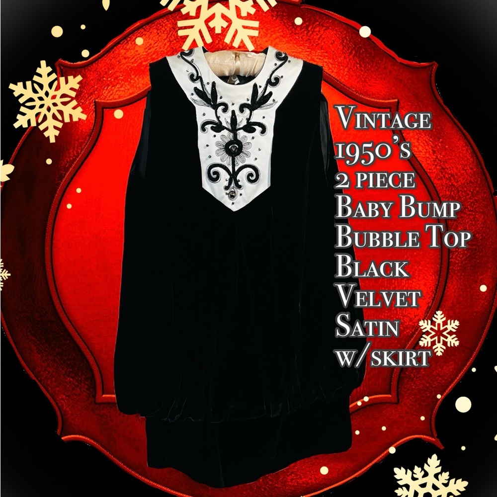Vintage Retro 1950s Maternity Velvet Bubble Baby Bump Top Skirt Sz 12 Ma Mere